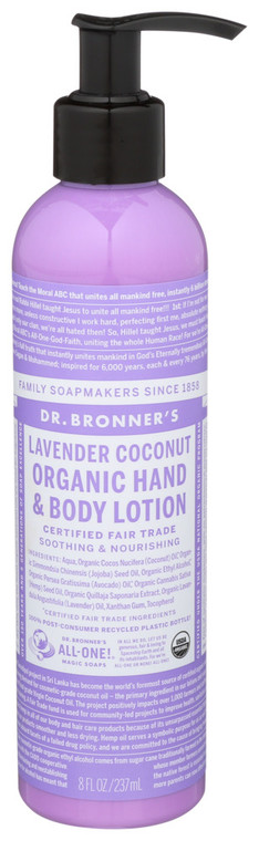 Dr. Bronner's, Hand & Body Lotion Lavender Coconut Organic, 1 Each, 8 Fl Oz
