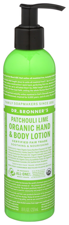 Dr. Bronner's, Hand & Body Lotion Patchouli Lime Organic, 1 Each, 8 Fl Oz