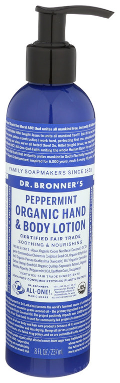 Dr. Bronner's, Hand & Body Lotion Peppermint Organic, 1 Each, 8 Fl Oz