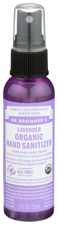 Dr. Bronner's, Hand Sanitizer Lavender Organic, Case Of 12, 2 Fl Oz