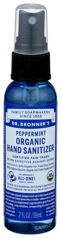 Dr. Bronner's, All One Hand Sanitizer Spray Peppermint Organic, Case Of 12, 2 Fl Oz