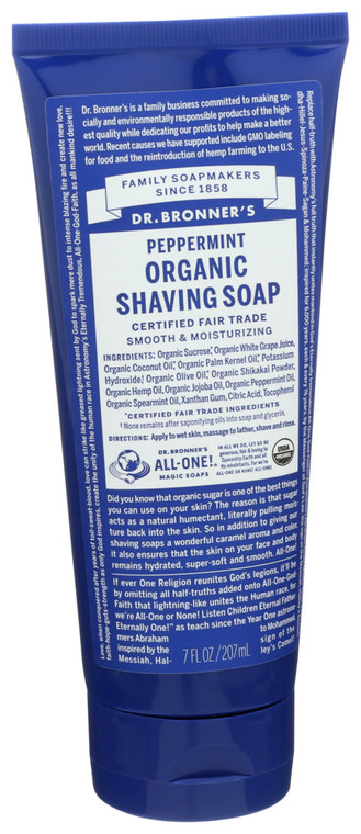 Dr. Bronner's, Shaving Soap Peppermint Organic, 1 Each, 7 Oz