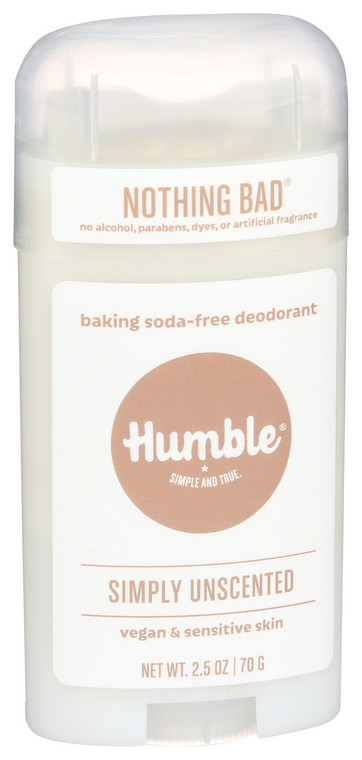 Humble, Nothing Bad Baking Soda Free Simply Unscented Deodorant, Case Of 1, 2.5 Oz