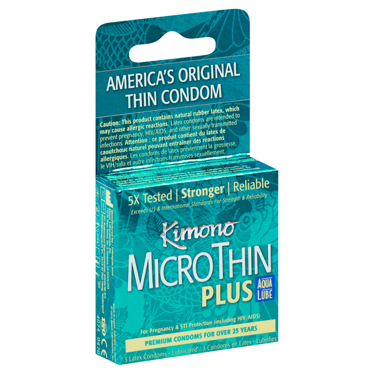 Mayer Lab, Kimono Microthin Plus Aqua Lube Condoms, 1 Each, 3 Pack