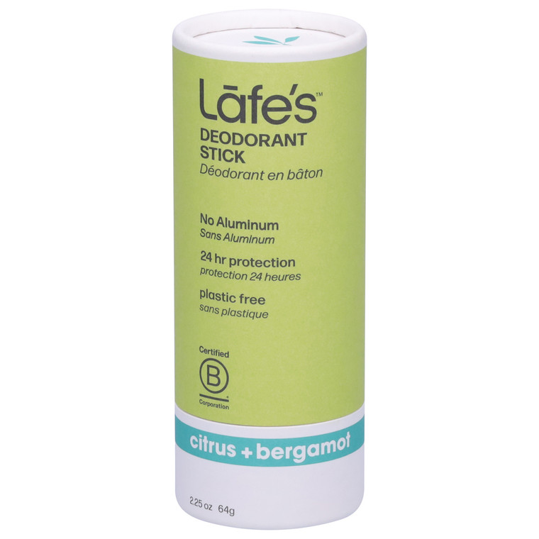 Lafe's Natural Body Care, Deodorant Stick Citrus + Bergamot, 1 Each, 2.25 Oz