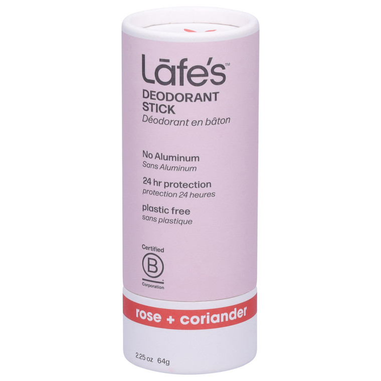 Lafe's Natural Body Care, Deodorant Stick Rose + Coriander, 1 Each, 2.25 Oz
