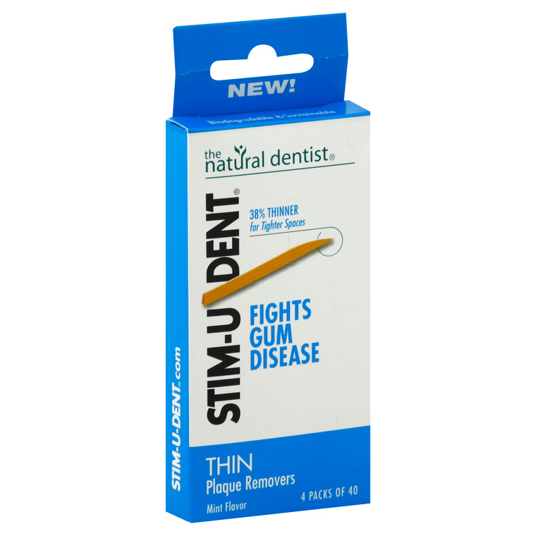Natural Dentist, Stim U Dent Thin Plaque Removers Mint, Case Of 6, 4 Pk