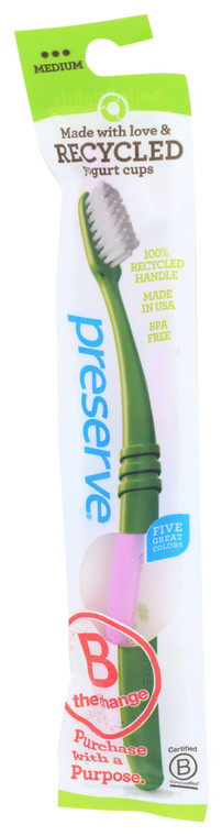 Preserve, Adult Toothbrush In A Lightweight Pouch Medium Assorted Colors, Case Of 6, Ct