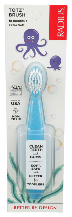 Radius, Totz Toothbrush 18+ Months Extra Soft Clear Sparkle, Case Of 6, 1 Ea