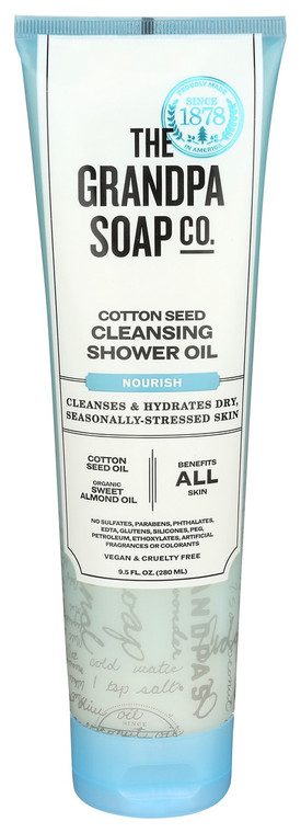 The Grandpa Soap Co., Cotton Seed Cleansing Shower Oil, 1 Each, 9.5 Fl Oz