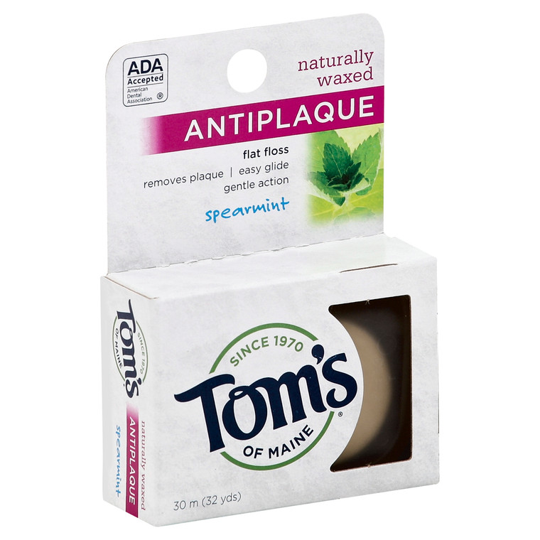 Tom's Of Maine, Antiplaque Flat Floss Waxed Spearmint 32 Yards, Case Of 6, 32 Yd