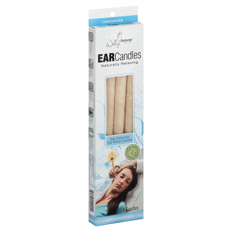 Wally`s Natural Products, Unscented Soy Blend Ear Candles 4 Pack, 1 Each, 4 Piece