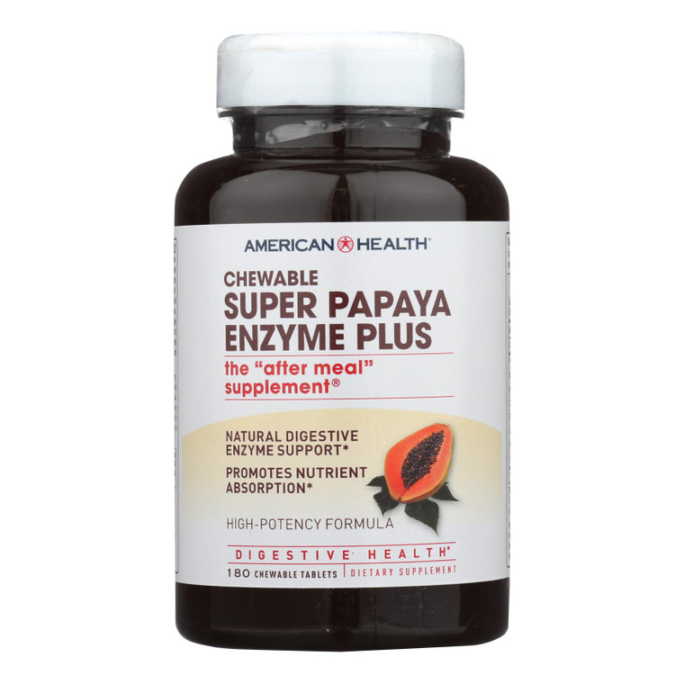 American Health, Super Papaya Enzyme Plus Chewable 80 Chewable Tablets, 1 Each, 180 Tab