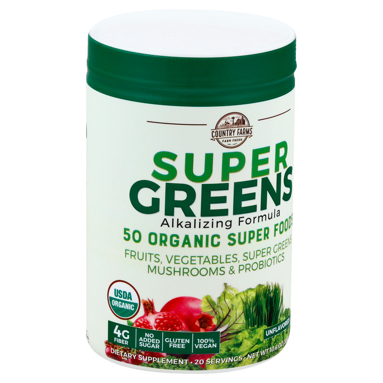 Country Farms, Super Greens Powder Unflavored, 1 Each, 10.6 Oz