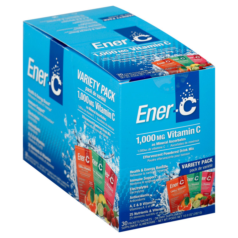 Ener-c, Vitamin C 1000mg Effervescent Powdered Drink Mix Variety Pack, 1 Each, 30 Ct