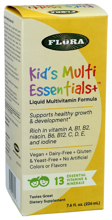 Flora, Kid's Multi Essentials + Liquid Multivitamin Formula, 1 Each, 7.6 Fl Oz