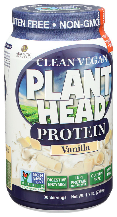Genceutic Naturals, Plant Head Protein Vanilla, 1 Each, 1.7 Lb