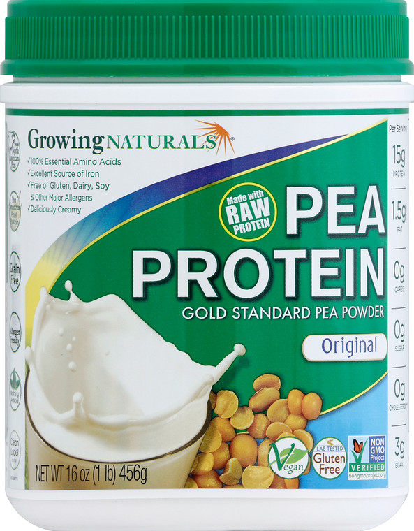 Growing Naturals, Yellow Pea Protein Powder Original, 1 Each, 16 Oz