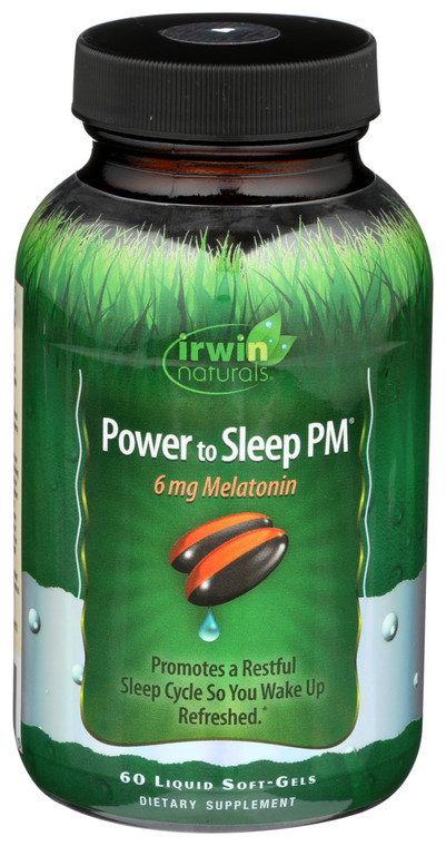 Irwin Naturals, Power To Sleep Pm 6 Mg Melatonin Liquid Soft Gels, 1 Each, 60 Ct