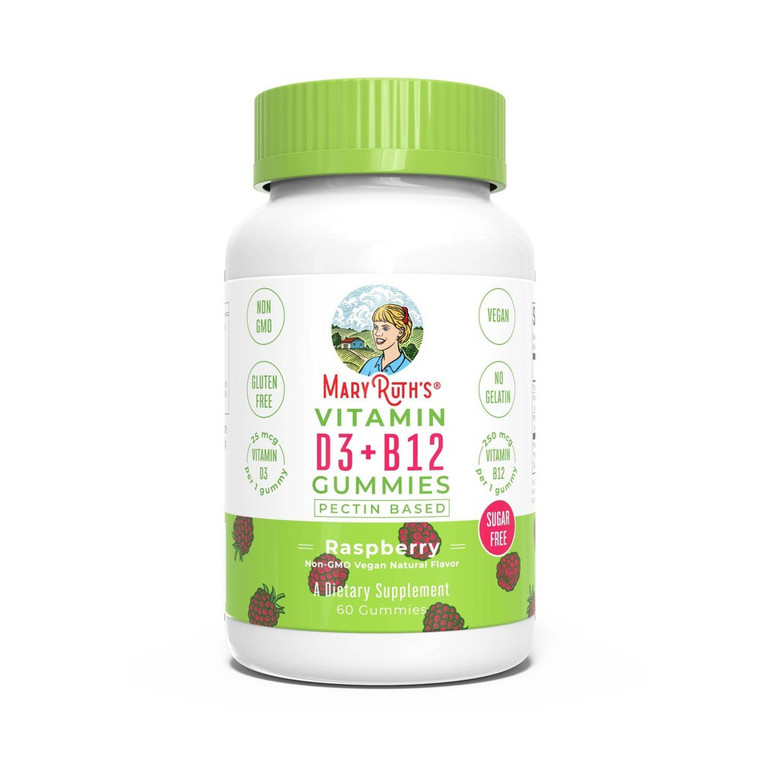 Mary Ruth`s, Vitamin D3 + B12 Gummies Strawberry 60 Gummies, 1 Each, 60 Ct