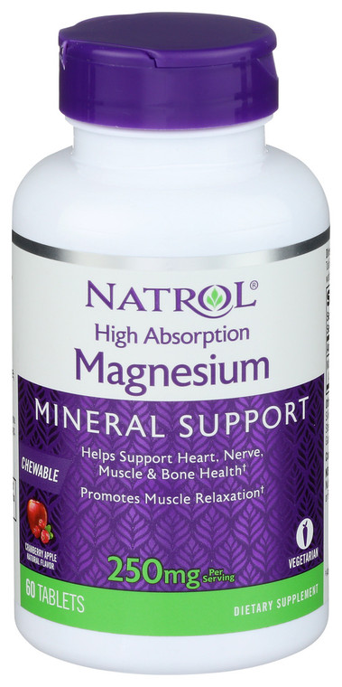 Natrol, Magnesium High Absorption Lets 250mg, 1 Each, 60 Tab