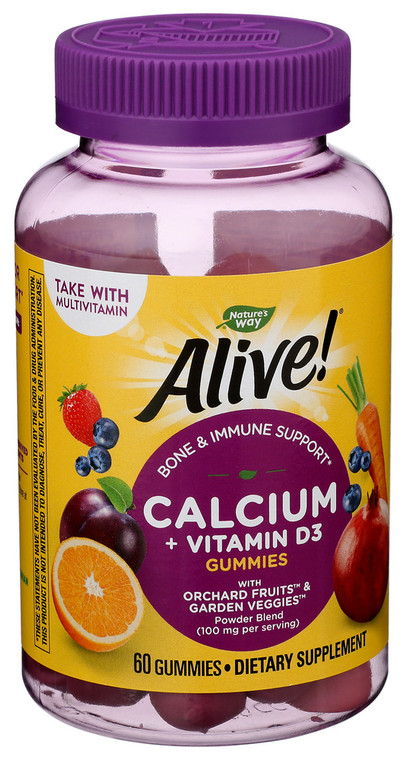 Nature's Way, Dietary Supplement Calcium + Vitamin D3 Gummies, 1 Each, 60 Ct