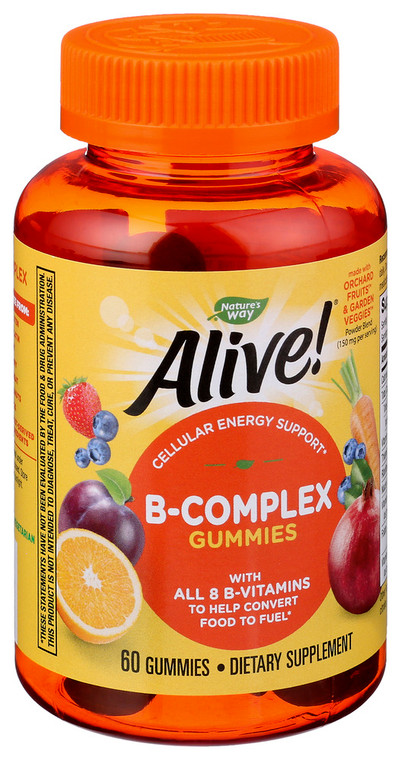 Nature's Way, Dietary Supplement Alive Gummies Cherry Flavored Vitamin B Complex, 1 Each, 60 Ct