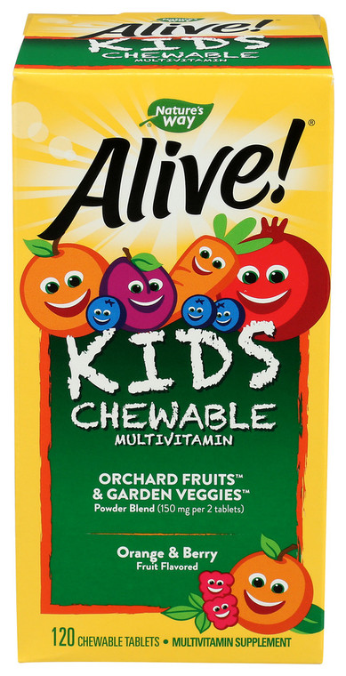 Nature's Way, Alive! Kids Chewable Multi-vitamin Orange Berry Flavor, 1 Each, 120 Ct