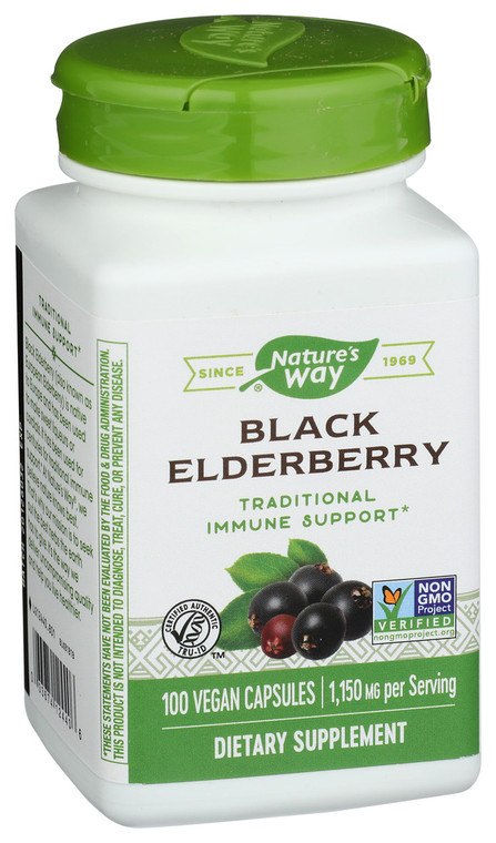 Nature's Way, Dietary Supplement Black Elderberry, 1 Each, 100 Cap