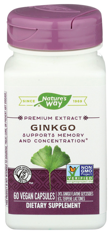 Nature's Way, Ginkgo Premium Extract Dietary Supplement Capsules, 1 Each, 60 Cap