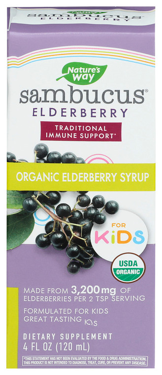 Nature's Way, Sambucus Organic Elderberry Syrup For Kids, 1 Each, 4 Oz