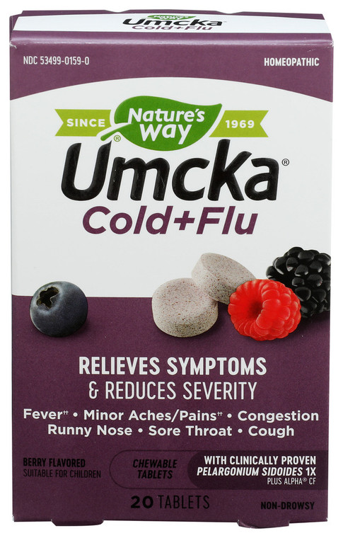 Nature's Way, Umcka Cold + Flu Berry Tablets, 1 Each, 20 Tab