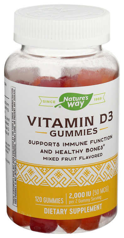Nature's Way, Vitamin D3 Gummies Mixed Fruit 50mcg, 1 Each, 120 Ct