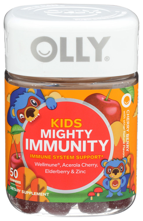 Olly, Kids Mighty Immunity Gummies Cherry Berry, Case Of 3, 50 Ct