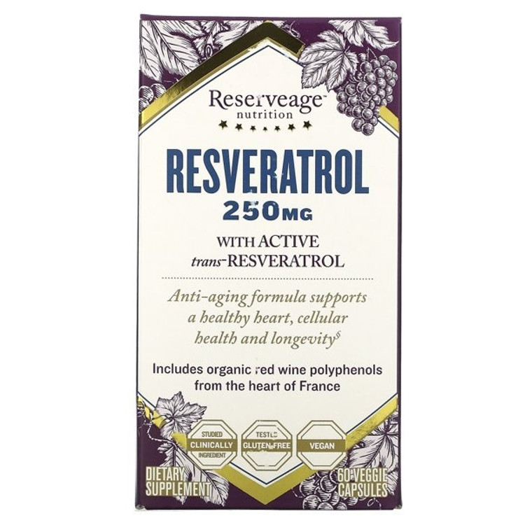 Reserveage Nutrition, Resveratrol 250mg, 1 Each, 30 Vcap