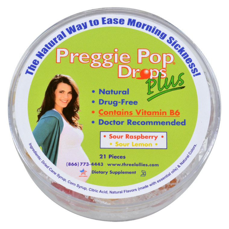 Three Lollies, Preggie Drops Plus With Vitamin B6, 1 Each, 21 Ct
