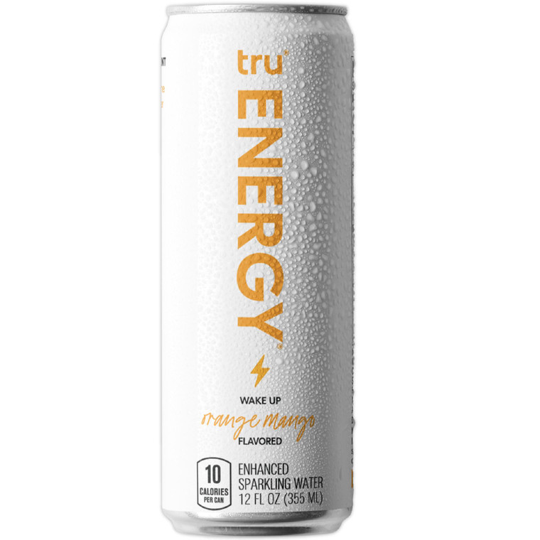 Tru, Energy Drink Wakeup Orange Mango Enhanced Sparkling Water, Case Of 12, 12 Fl Oz