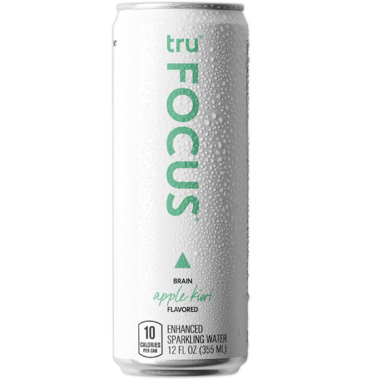 Tru, Focus Brain Apple Kiwi Enhanced Sparkling Water, Case Of 12, 12 Fl Oz