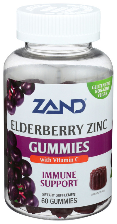 Zand, Elderberry Zinc Immune Support Gummies, 1 Each, 60 Count