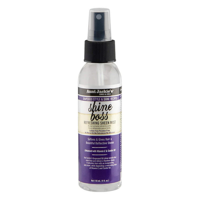 Aunt Jackie's Grapeseed Style and Shine Recipes Shine Boss Refreshing Sheen Hair Mist, 4 Oz