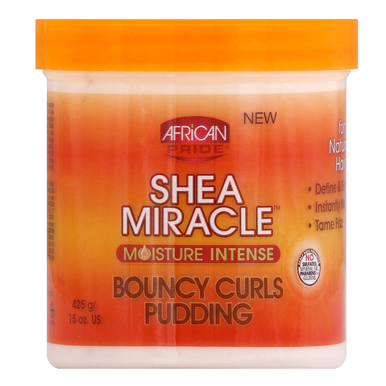 African Pride Shea Butter Miracle Bouncy Curls Pudding, Moisture & Curl Definition, 15 Oz