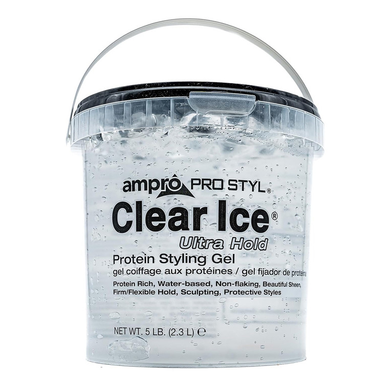 Ampro Pro Styl Clear Ice Ultra Hold Protein Hair Styling Gel, Protein-Enriched & Long-Lasting Hold, 5 Lb