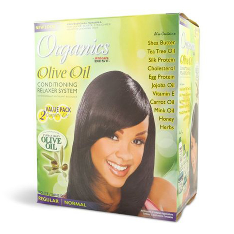 Africa's Best Olive Oil Conditioning, No Lye Relaxer System, Regular Strength, 2 Pack