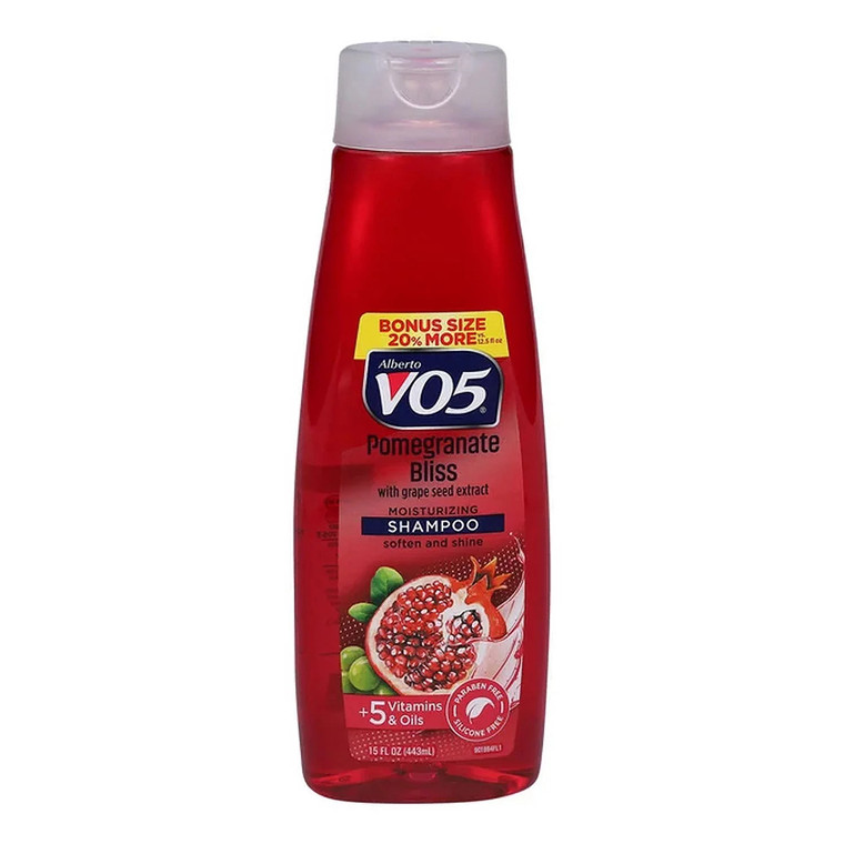 Alberto VO5 Pomegranate Bliss Moisturizing Shampoo, Deep Hydration & Repair, 15 oz