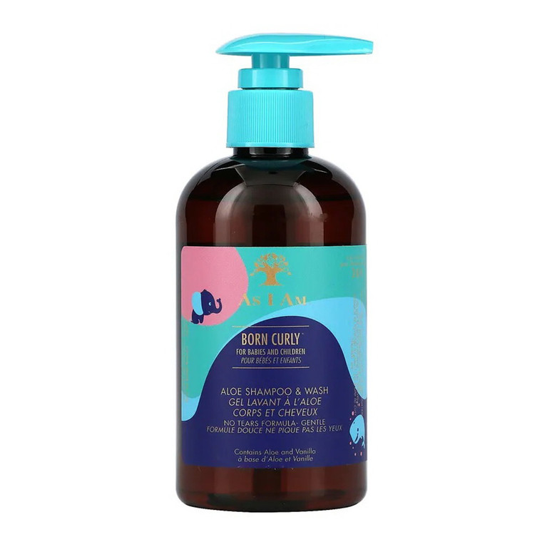 As I Am Born Curly Aloe Shampoo & Wash, Gentle Formula for Babies & Children, 8 oz