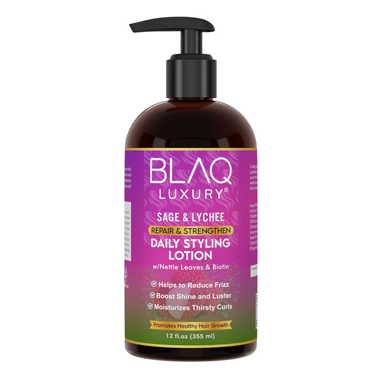 Blaq Luxury Sage and Lychee Daily Styling Lotion Hydrating & Lightweight, 12 Oz