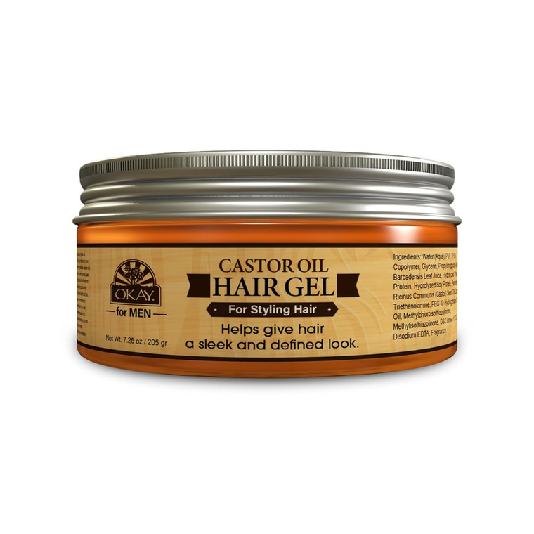 Okay Men's Castor Oil Hair Gel for Strong Hold, 7.25 Oz