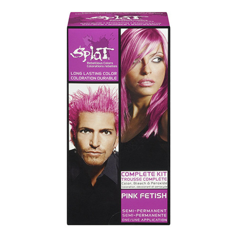 Splat His & Her Rebellious Hair Color Complete Kit with Bleach in Pink Fetish, 1 Kit