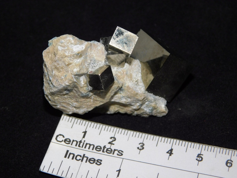 Pyrite cubes on rock