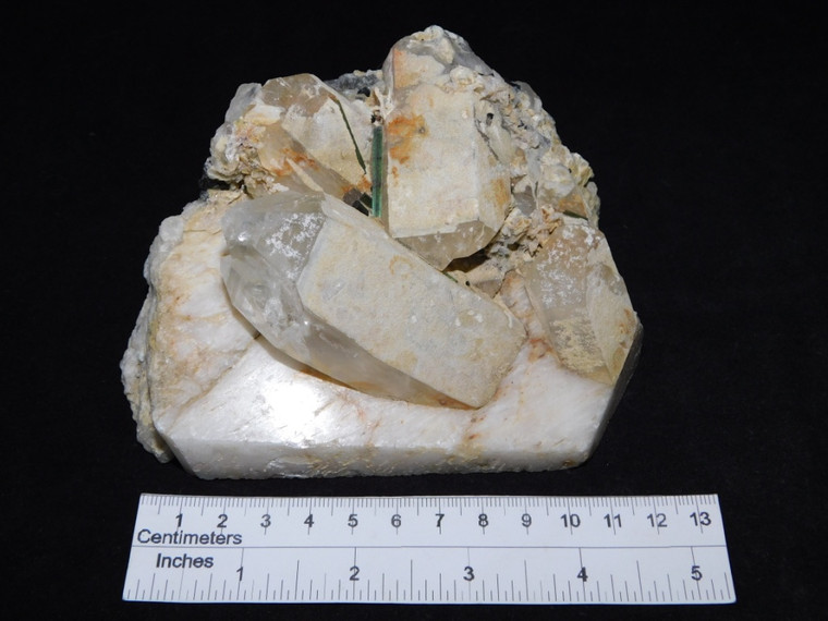 Quartz & Green Tourmaline on Feldspar